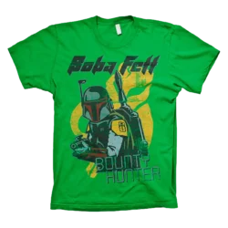 Grøn T-shirt til herre med Boba Fett trykt på brystet