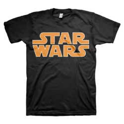 Sort Star Wars T-shirt til herre med det klassiske logo trykt på brystet