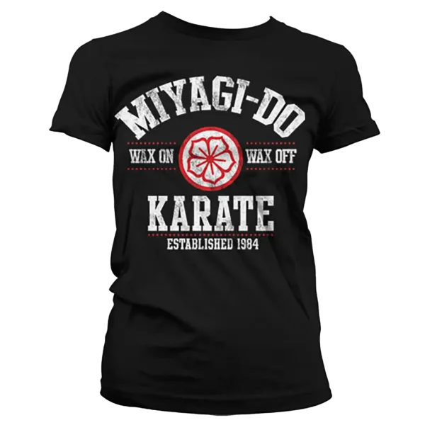 Sort T-shirt til damer med Miyagi-Do Karate tryk på brystet