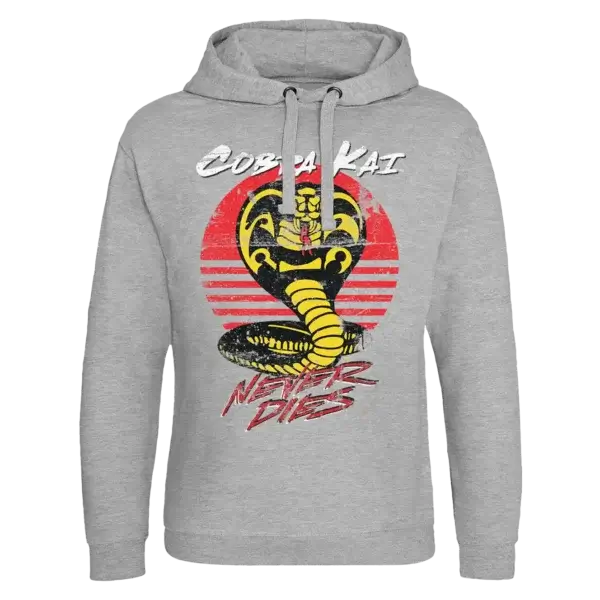 Grå Cobra Kai Never Dies Hoodie