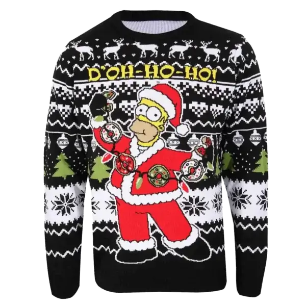 Sort og hvid Homer Simpson Julesweater