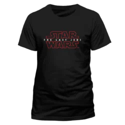 Sort T-shirt med det røde Star Wars: The Last Jedi-logo.