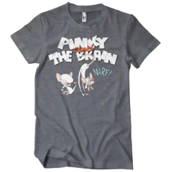 Mørkegrå Pinky and The Brain T-shirt hvor Brain sparker Pinky som råber NARF