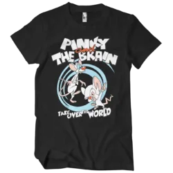 Sort Pinky and The Brain T-shirt med teksten Take over the world