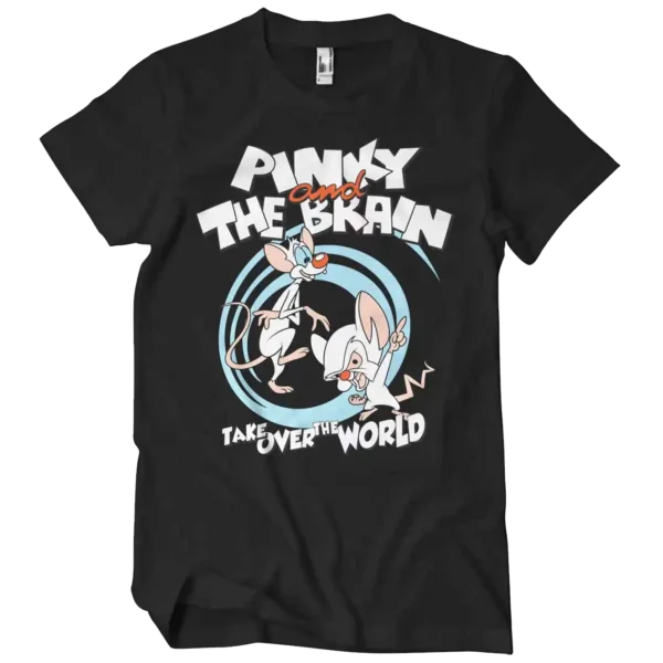 Sort Pinky and The Brain T-shirt med teksten Take over the world