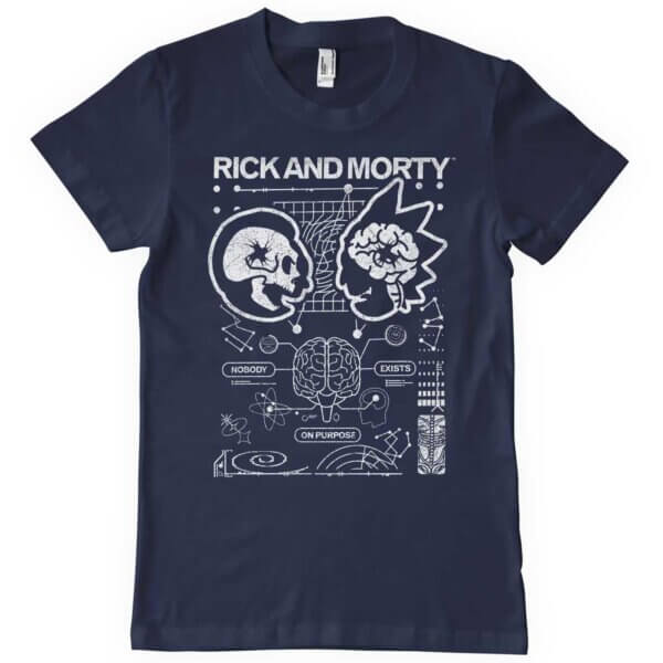 Navyblå Rick and Morty T-shirt med x-ray billede af Rick and Morty