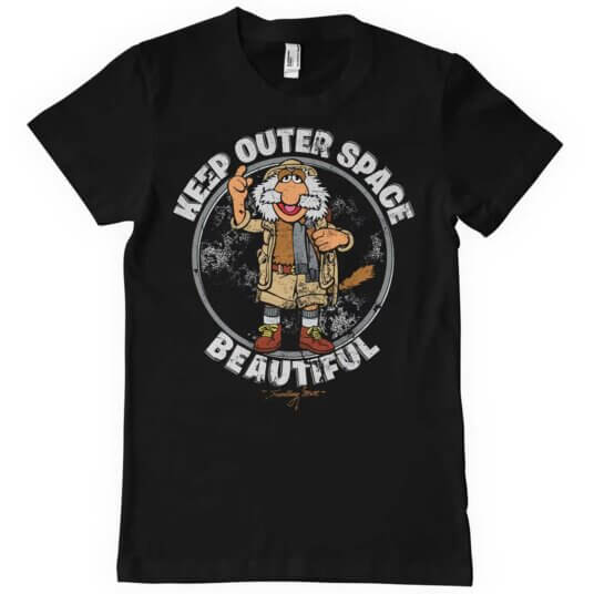 T-shirt med karakteren Rejsende Mac fra Fragglerne og teksten "Keep Outer Space Beautiful"