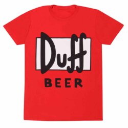 Rød The Simpsons T-shirt med Duff Beer Logoet trykt på brystet