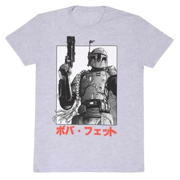 Grå Star Wars Boba Fett Manga T-shirt